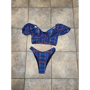 Plaid Peddney Bikini Large 2 Pc  High Cut Tankini